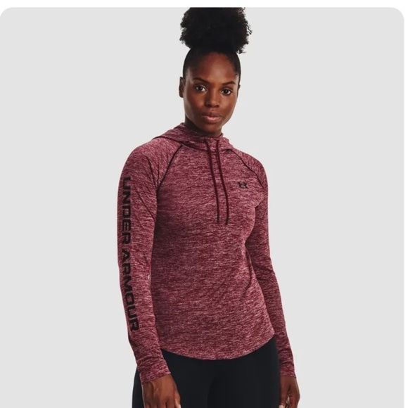 UNDER ARMOUR WOMEN  VELOCITY WORDMARK HOODIE SHIRT MAROON SZ medium​​​ - Picture 2 of 12